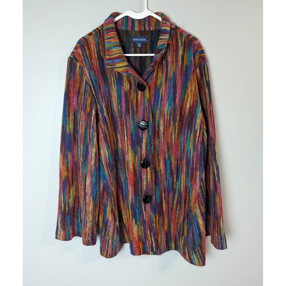 Women's TravelSmith Vibrant Colorful Vertical Striped "Wearable Art" Jacket XL